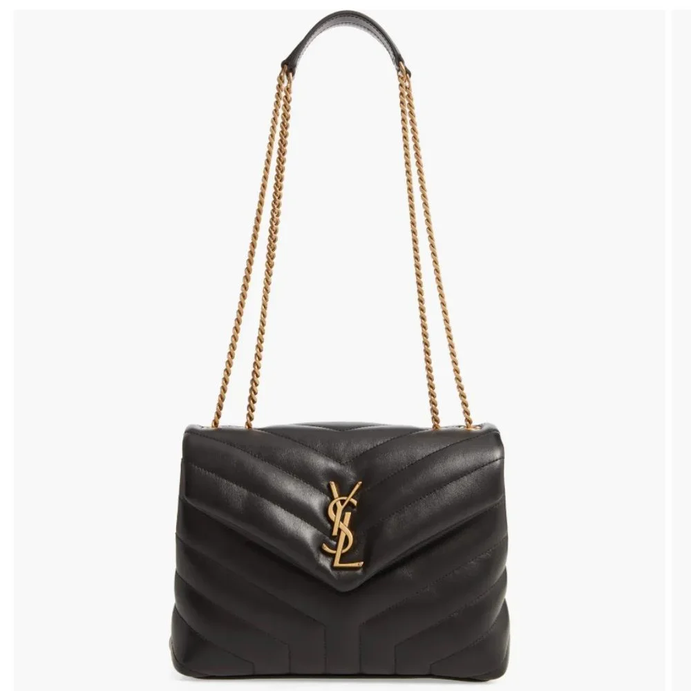 YSL Saint Laurent Small Loulou Chain Leather Shoulder Bag Black